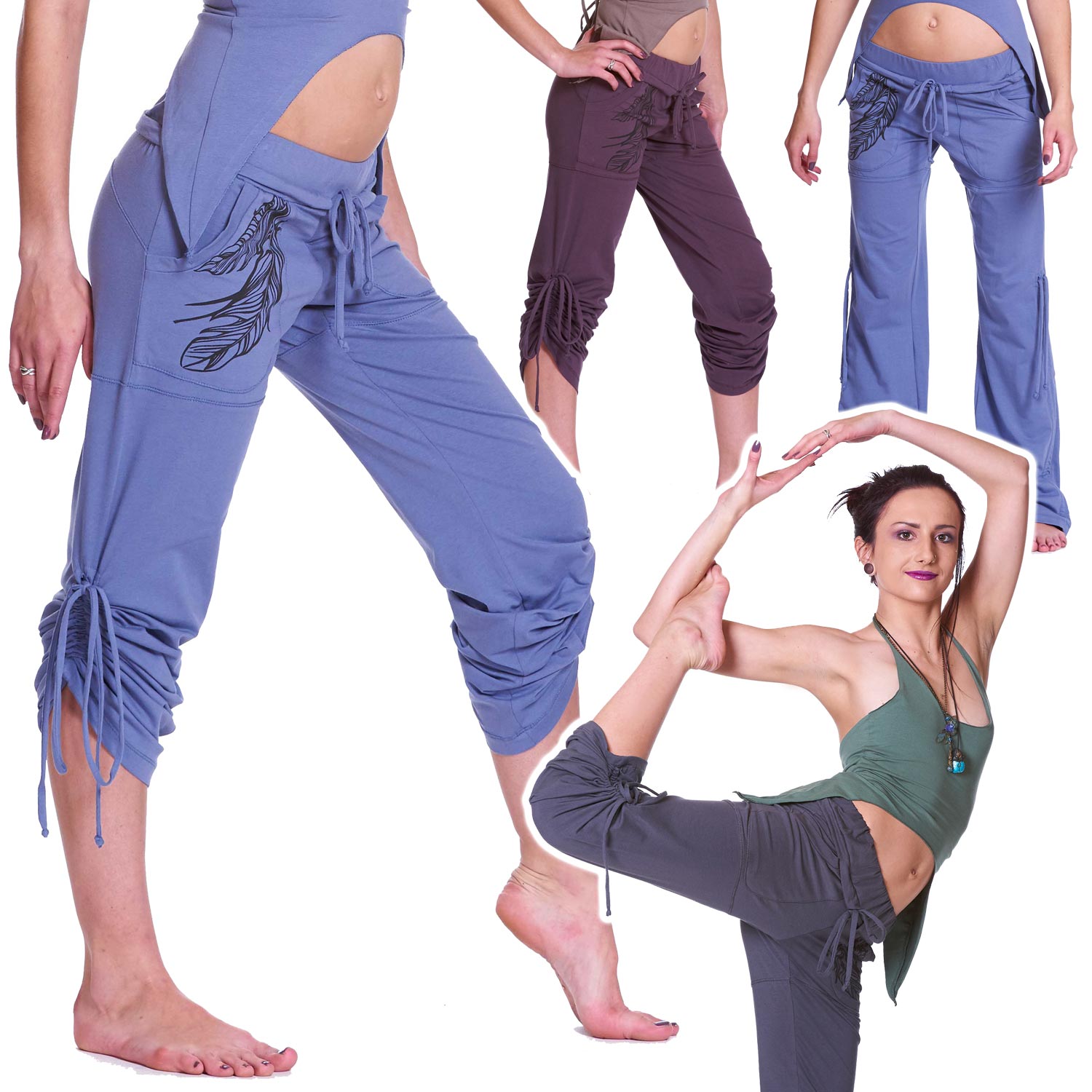 Organic Cotton Yoga Pants, Feather Print Lounge Trousers | Altshop UK