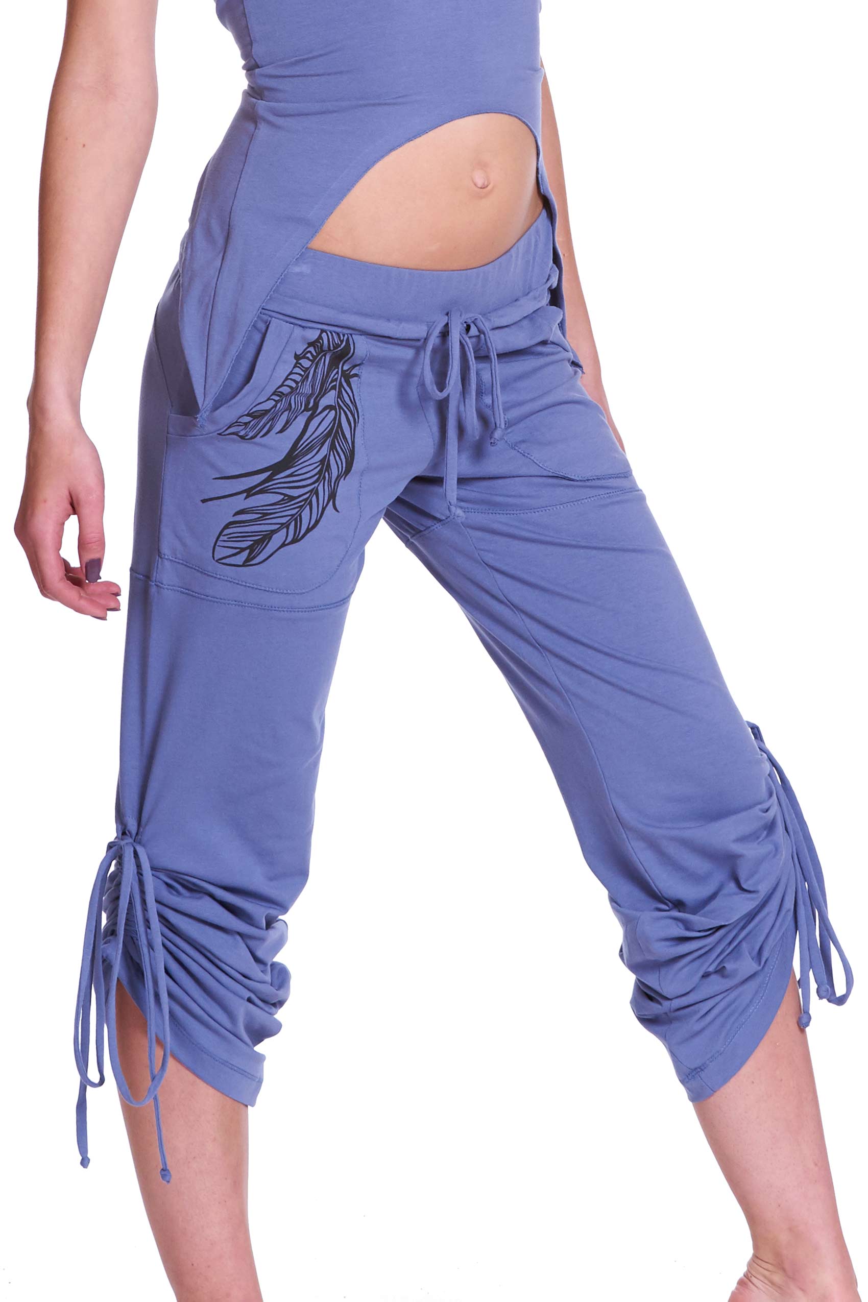 Organic Cotton Yoga Pants, Feather Print Lounge Trousers | Altshop UK