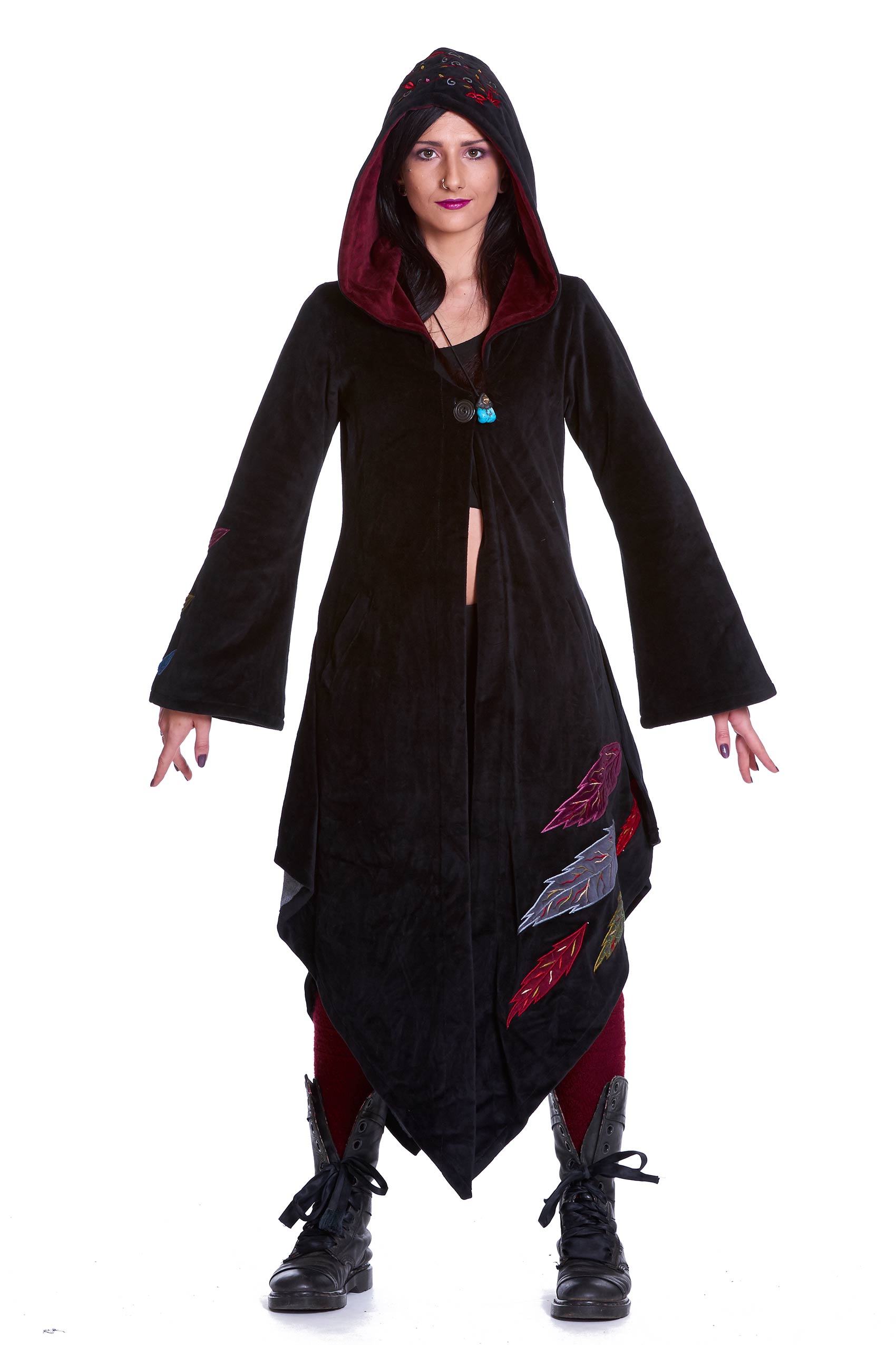 Pagan Goddess Cloak Coat, Velvet Woodland Faery Boho Jacket | Altshop UK