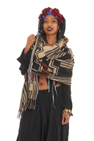 Oversized Aztec Boho Scarf, Hippie Blanket Wrap - Aztect Shawl (BHIMSCF3) by Altshop UK