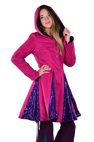Sparkly Ladies Warm Winter Circus Coat With Sequin in Pink - Glitter Coat (DBLYBC) by Altshop UK