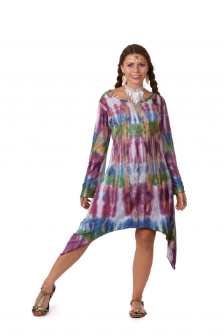 Oversize Hippy Tie Dye Dress in Multi - 2 Point Dress Top Tiedye (ROKTWOP2) by Altshop UK