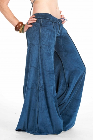 Velvet Flow Pants, extra-wide long bellydance trousers in Blue - Velvet Flow Pants (TLP224V) by Altshop UK