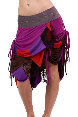 Ragged Pixie Skirt, steampunk skirt, psy doof skirt in Magenta - Raggle Skirt (WSK3261) by Altshop UK