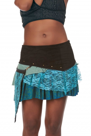 PIXIE POCKET MINISKIRT, psy trance skirt in Aqua - Namste Skirt (WSSK04) by Altshop UK