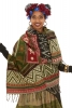 Ethnic Ikat Oversized Scarf, Cashmere Boho Shawl Wrap in Green - Geo Shawl (BHIMSCF4) by Altshop UK