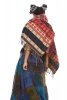 Oversized Tribal Boho Scarf, Hippie Blanket Wrap in Red/Blue - Tribal Shawl (BHIMSCF6) by Altshop UK