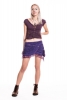 Crochet Psytrance Miniskirt, purple pouch skirt