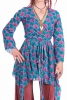 Floaty Boho Kimono Jacket, bohemian Ibiza wrap dress in Turquoise, Green & Pink - Feather Wrap (DBANLC) by Altshop UK