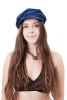 Velvet Baker Boy Hat, Ladies Hippy Newsboy Cap in Blue - Velvet BB Hat (MZVEBB) by Maz