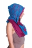 Infinity Scarf with Hood, Burning Man Festival Hippy Hood in Cerise & Turquoise - Infinity Hood (PH1008) by Altshop UK