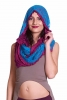 Infinity Scarf with Hood, Burning Man Festival Hippy Hood in Cerise & Turquoise - Infinity Hood (PH1008) by Altshop UK