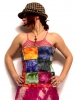Hippy Rainbow Tie-Dye Patchwork & Crochet Cotton Vest Top