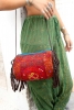 Banjara Hippy Tassles Bag, Unusual Embroidered Hand Bag in Red - Round Bag A (SOHARB) by Living Poetry