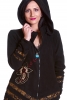 Boho Pixie Fleece Coat, Pixie Hood Jacket, Psy Trance Coat in Black - Ponsettia Coat (WJK4089) by Altshop UK