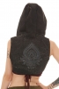 Mini Steampunk Waistcoat, Tribal Goa Hooded Bolero Jacket in Black & Black - Stonewash Mini (WSSTMW) by Altshop UK