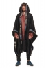 Mens Furry Pixie Wizard Hooded Poncho, Pagan Cloak in Black with Colour Trim - Wizerd Poncho (WSWIZP) by Altshop UK
