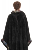 Mens Furry Pixie Wizard Hooded Poncho, Pagan Cloak in Black with Colour Trim - Wizerd Poncho (WSWIZP) by Altshop UK